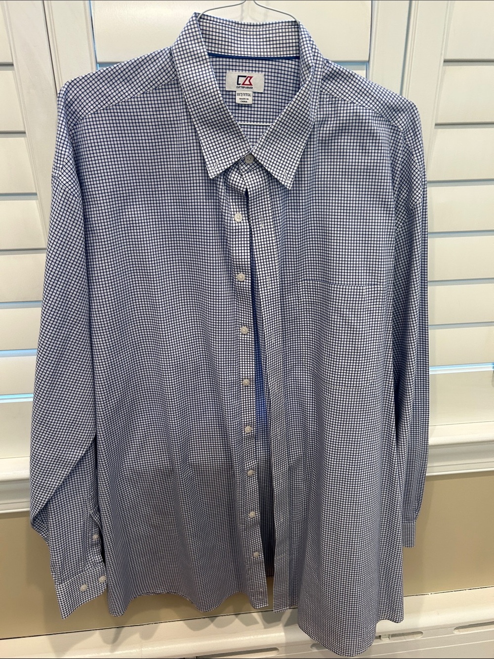 Cutter & Buck Blue Micro-Check Dress Shirt